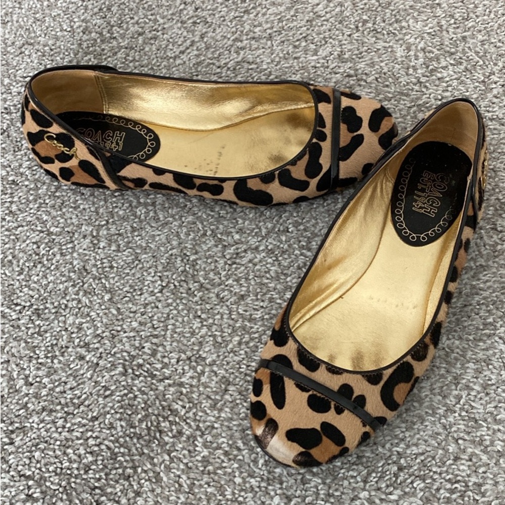 Coach lepord print flats size 6